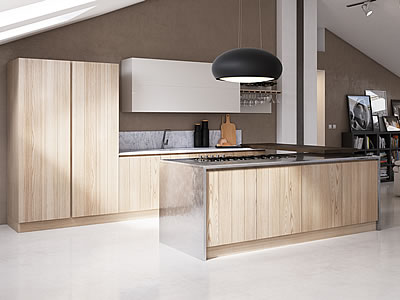 Cucine fatte di legno chiaro in stile moderno - Aurora Cucine