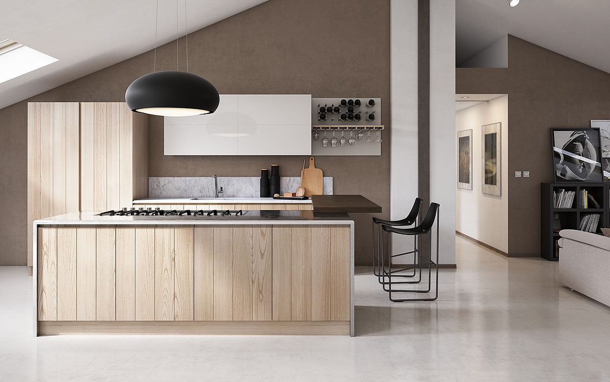Cucina in legno contemporanea moderna componibile