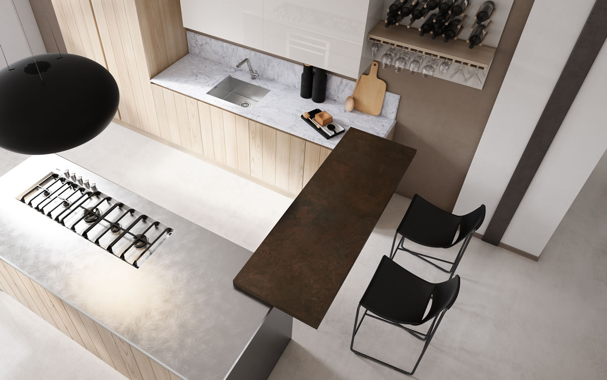 Cucina in legno contemporanea moderna componibile