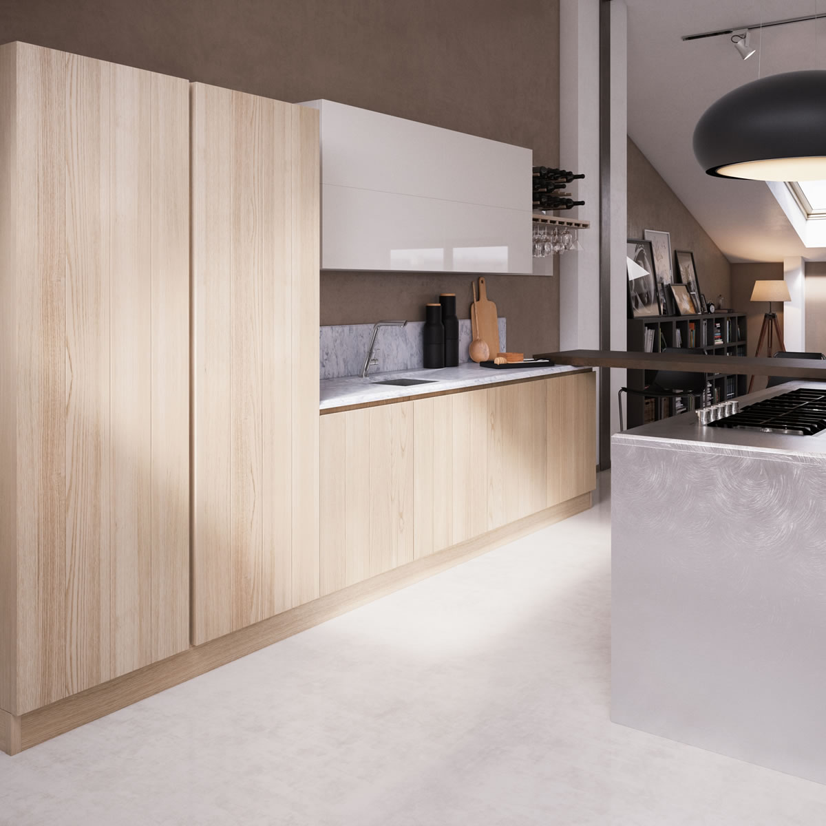 Cucina in legno contemporanea moderna componibile