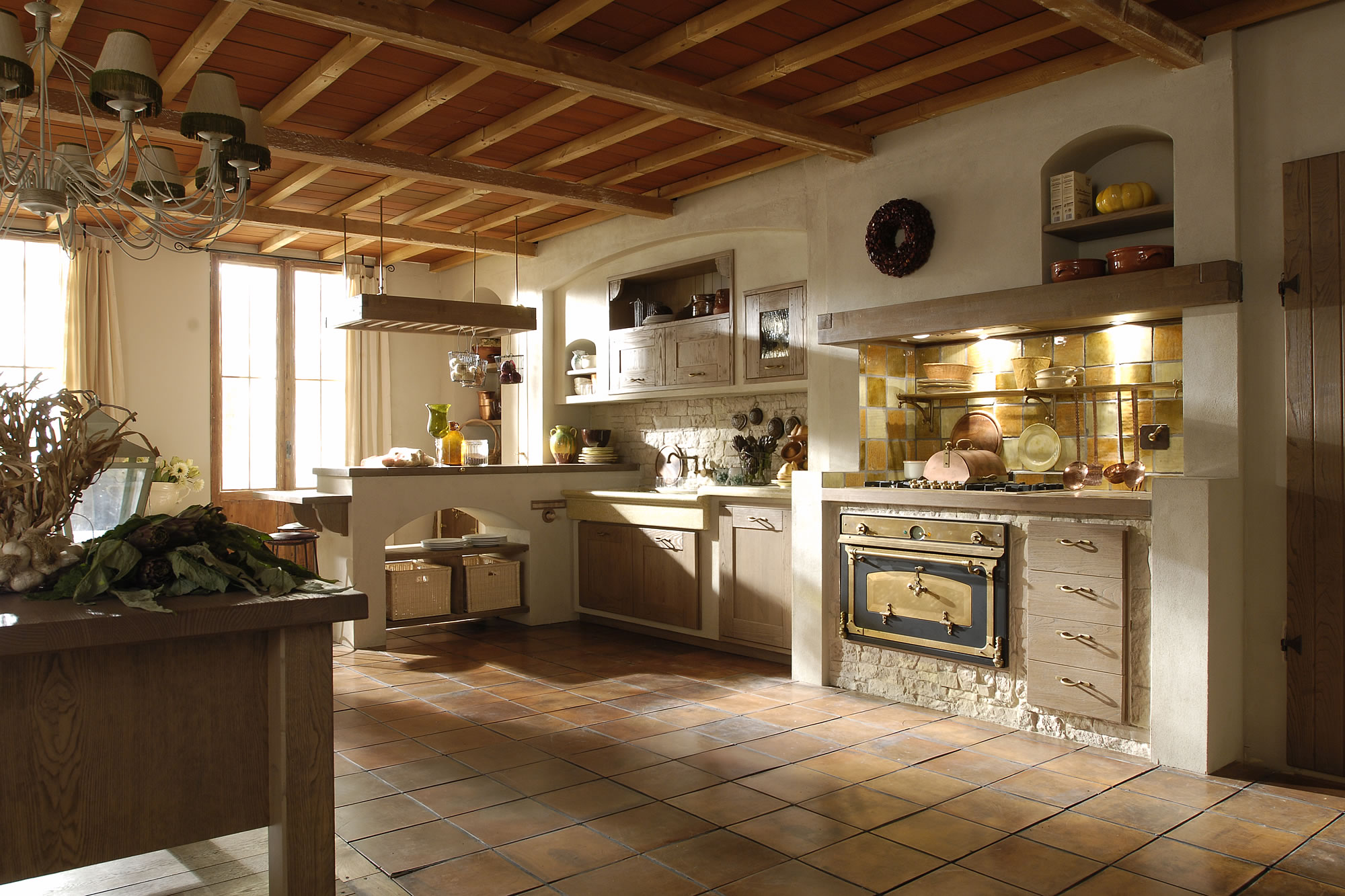 Cucine bianche country chic in muratura cucine in legno massello ... Cucine