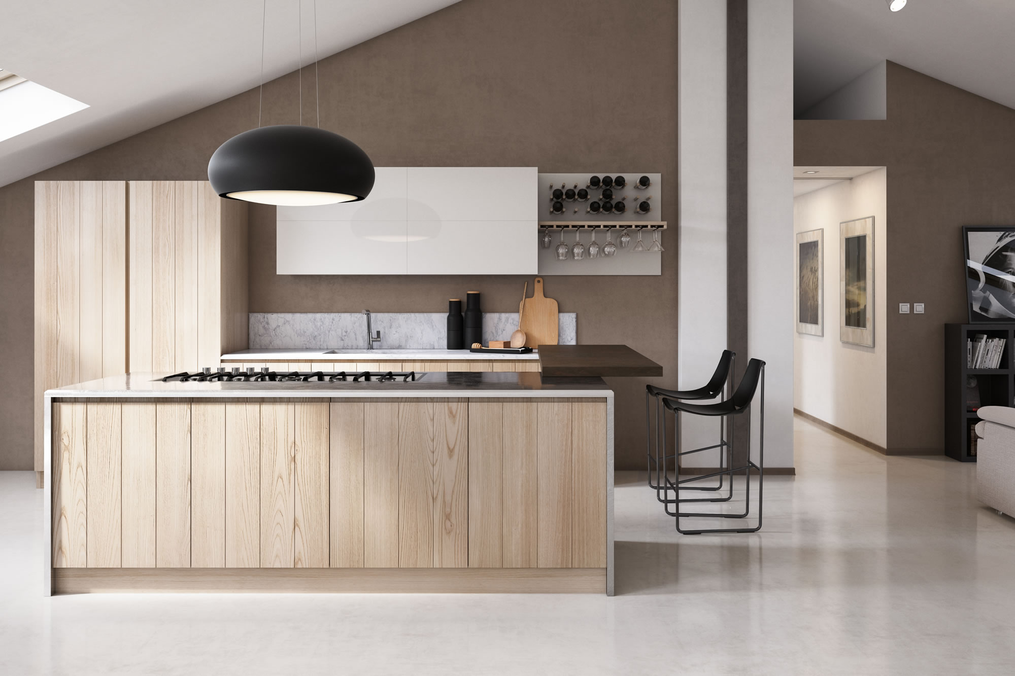 Cucina in legno contemporanea moderna componibile