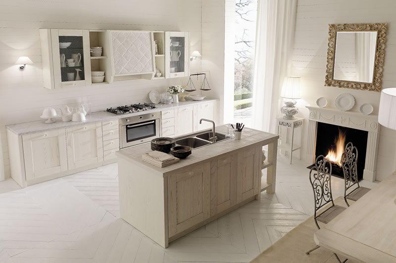 Cucine bianche country chic in muratura cucine in legno massello ... Cucine in legno chiaro